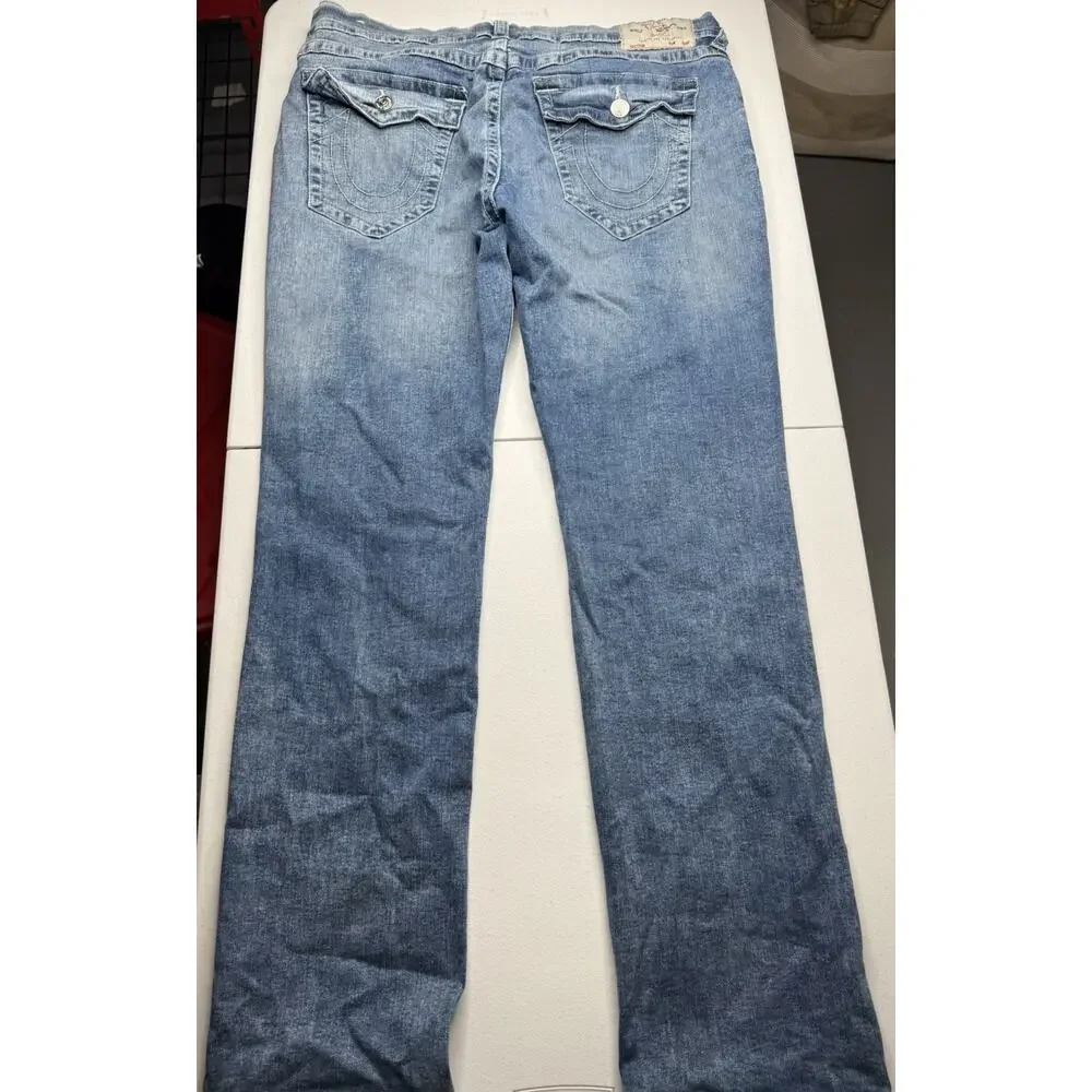 True Religion Men's Denim Jeans Light Wash Ricky Relaxed Size 38x32 Straight Leg